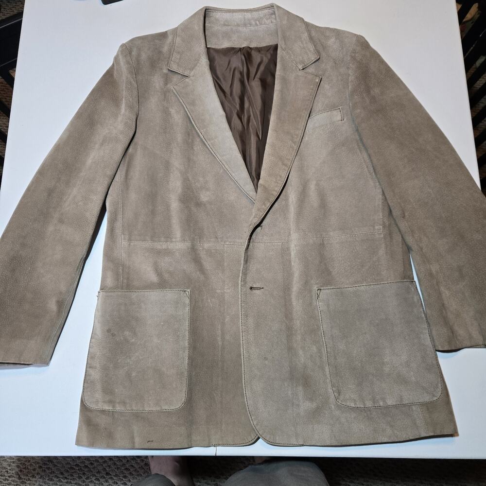 Vtg 70s Sears The Leather Shop Suede Blazer Jacket Made in Yugoslavia Camel 44R